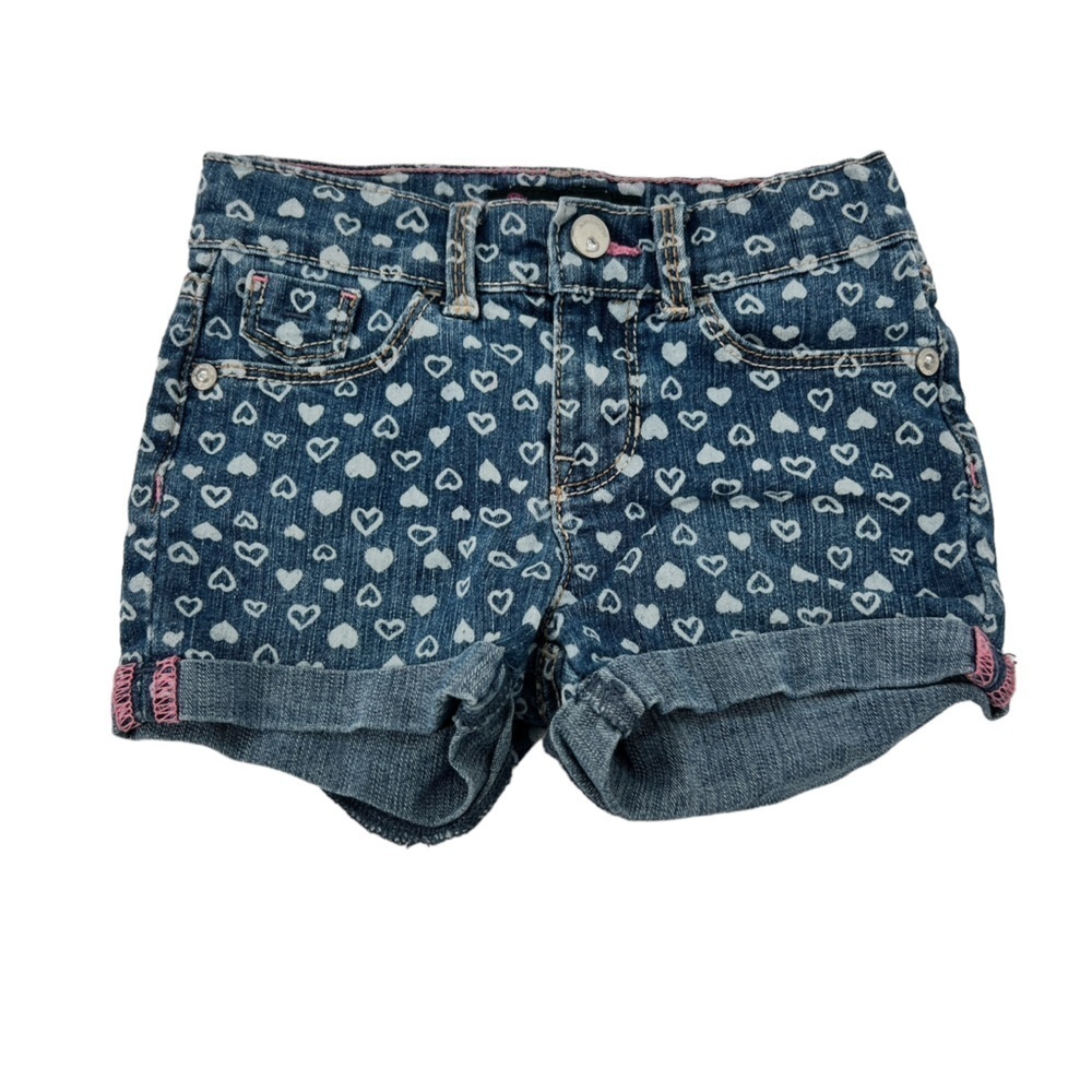 Jordache Sport Heart Cuffed Hem Adjustable Waist Jean Shorts Size 4T Girl’s